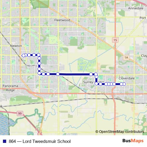 864 bus Line Map