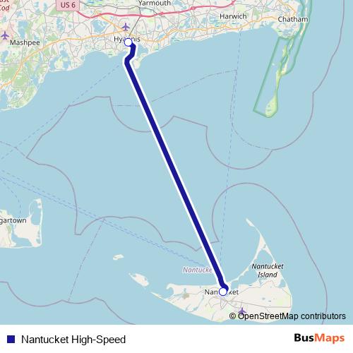 Nantucket High-Speed ferry Line Map