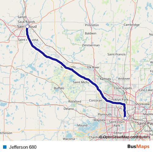 Jefferson 680 bus Line Map