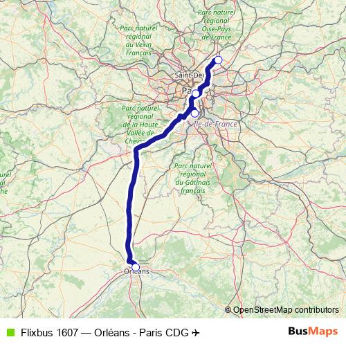 Flixbus 1607 bus Line Map