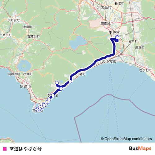 高速はやぶさ号 bus Line Map