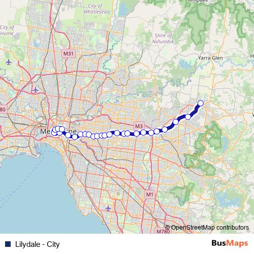 Lilydale - City metro Line Map