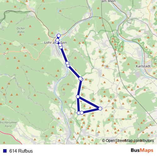 614 Rufbus bus Line Map