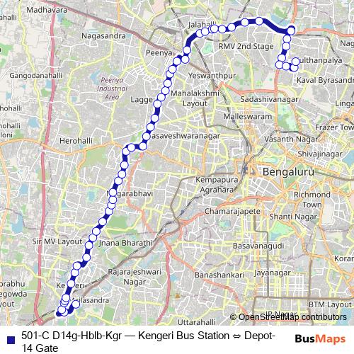 501-C D14g-Hblb-Kgr bus Line Map
