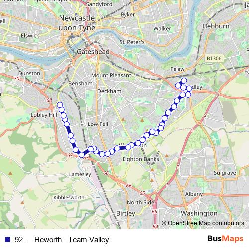 92 bus Line Map
