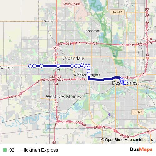 92 bus Line Map