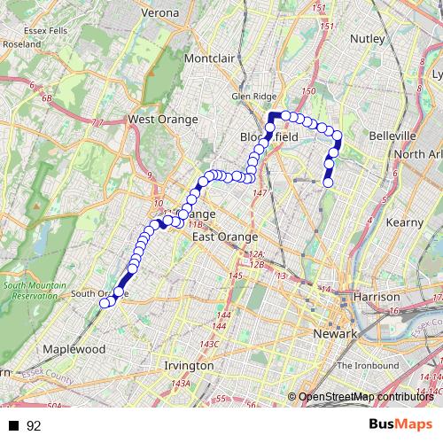 92 bus Line Map