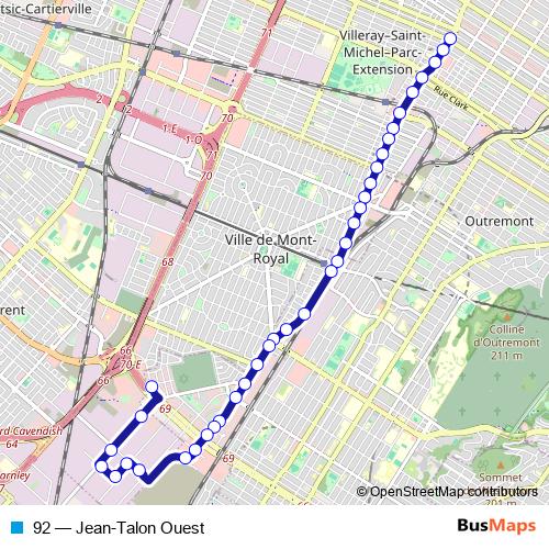 92 bus Line Map