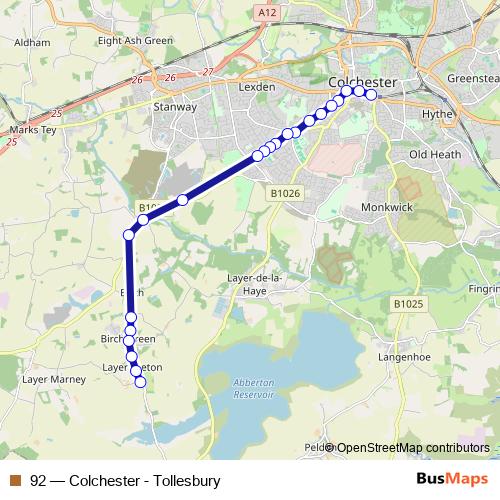 92 bus Line Map