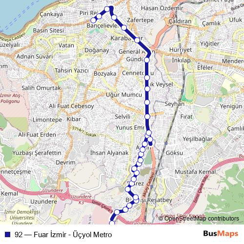 92 bus Line Map