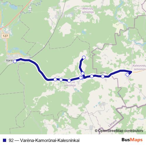 92 bus Line Map