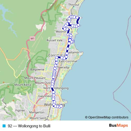 92 bus Line Map