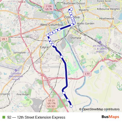 92 bus Line Map