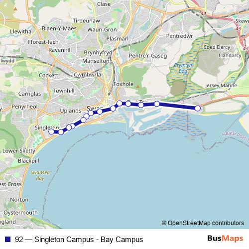 92 bus Line Map