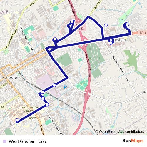 West Goshen Loop bus Line Map