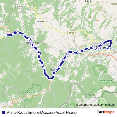 Arena-Roccafluvione-Mozzano-Ascoli Piceno bus Line Map