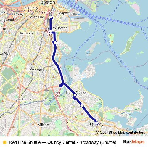 Red Line Shuttle bus Line Map