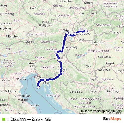 Flixbus 999 bus Line Map