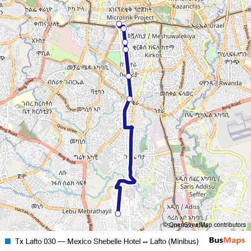 Tx Lafto 030 bus Line Map