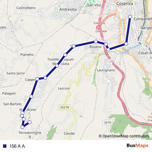 156 A A bus Line Map