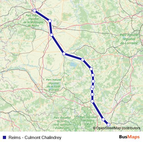Reims - Culmont Chalindrey bus Line Map