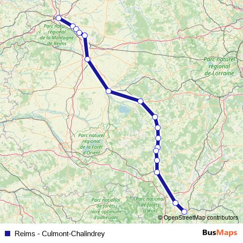 Reims - Culmont-Chalindrey bus Line Map