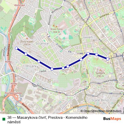 38 trolleybus Line Map