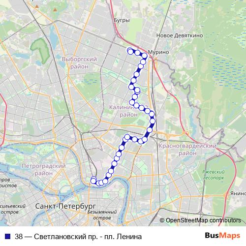 38 trolleybus Line Map