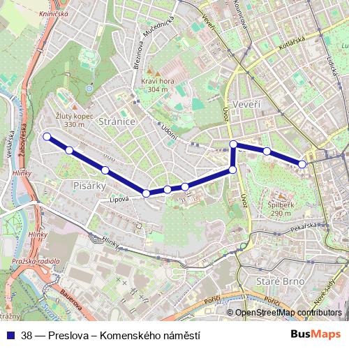 38 trolleybus Line Map