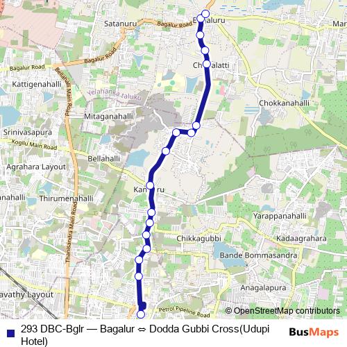293 DBC-Bglr bus Line Map