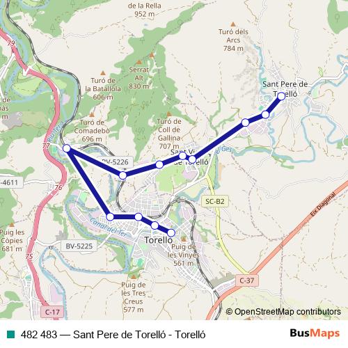 482 483 bus Line Map