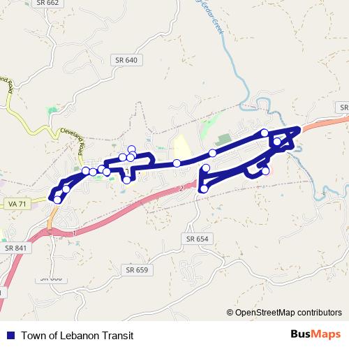 Town of Lebanon Transit bus Line Map