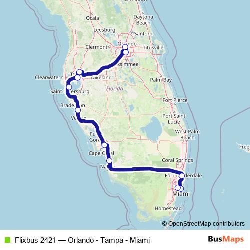 Flixbus 2421 bus Line Map