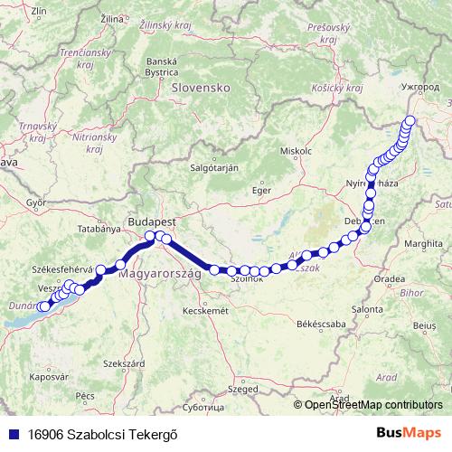 16906 Szabolcsi Tekergő rail Line Map