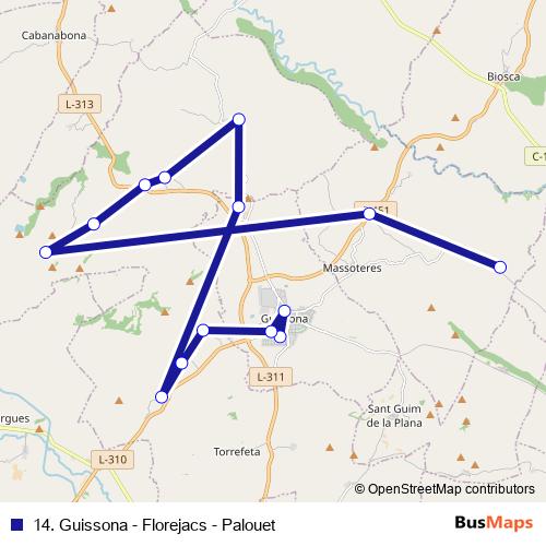 14. Guissona - Florejacs - Palouet bus Line Map