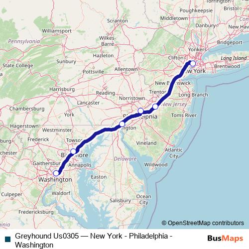 Greyhound Us0305 bus Line Map