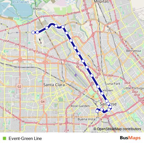 Event-Green Line tram Line Map