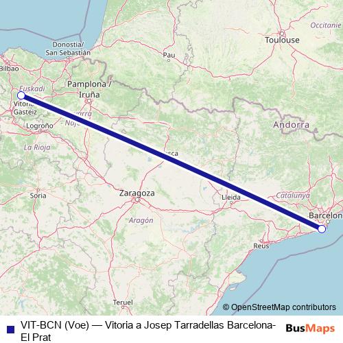 VIT-BCN (Voe) air Line Map