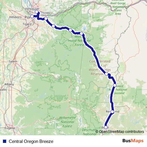Central Oregon Breeze bus Line Map