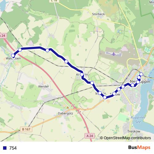 754 bus Line Map