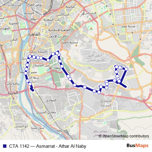 CTA 1142 bus Line Map