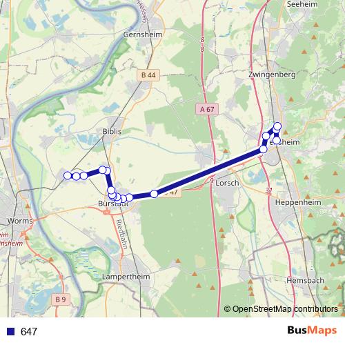 647 bus Line Map