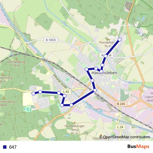 647 bus Line Map