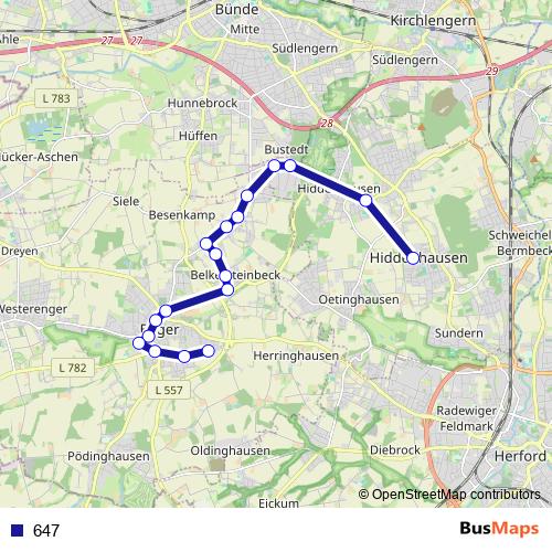 647 bus Line Map
