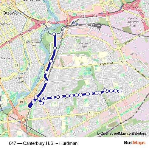 647 bus Line Map