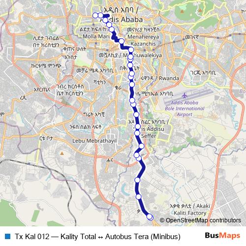 Tx Kal 012 bus Line Map