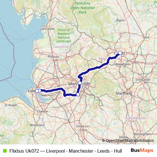 Flixbus Uk072 bus Line Map