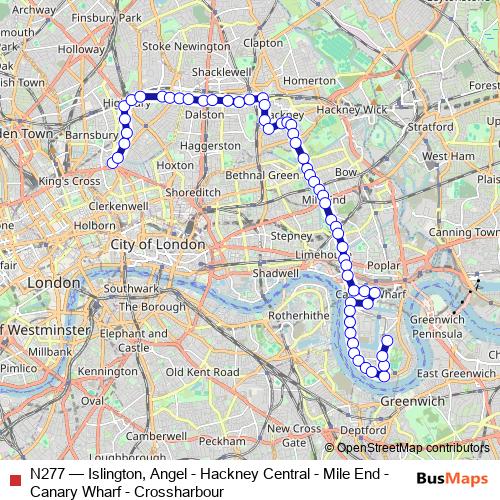 N277 bus Line Map