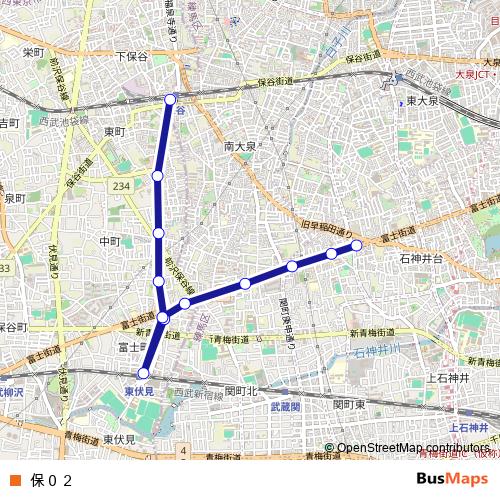 保０２ bus Line Map