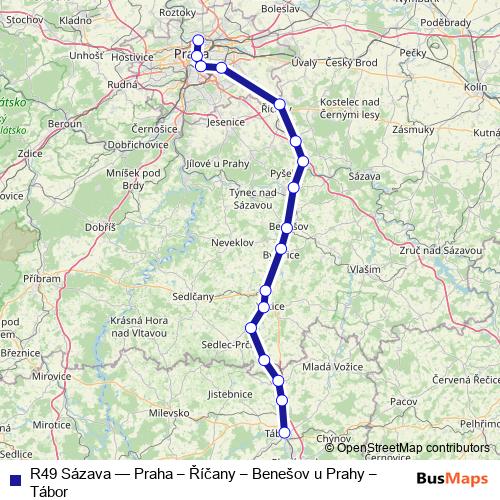 R49 Sázava rail Line Map